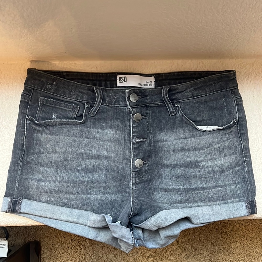 Dark jean high rise shorts
